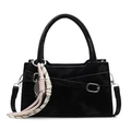 Borsa a mano nera opaca con fiocco, tracolla regolabile e ciondolo da tennis - Pendente in Corda per Racchetta Abaco Argento / Nero