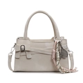 Elegante borsa quadrata bianco crema con fiocco e ciondolo a forma di tennis - Pendente in Corda per Racchetta Abaco Argento / Bianco