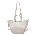 Bolso tote minimalista blanco crema en cuero sintético con asas dobles de hombro - Blanco Roto