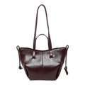 Bolso tote rojo vino brillante con correas dobles y cordón lateral estilo Maillard - Burdeos