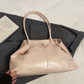 Grand sac fourre-tout rose clair en similicuir souple avec de longues anses fines - Sans Pendentif / Rose