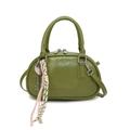Green bowling handbag in glossy patent leather with silver heart padlock and strap - Green - No Charm