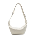 Minimalist off-white crescent tote bag with asymmetric stitching and adjustable strap - Off White
