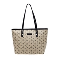 Modische beige Tragetasche mit Cartoon-Bärenprints und großen Schultergurten für Damen - Schwarz