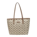 Beige Tragetasche mit Cartoon-Bärenmuster und Lederriemen für Damen und Studenten - Khaki