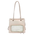 Modische Ita-Tasche in Champagnerrosa mit transparentem Fenster aus Öl-Wachs-Leder - Rosa