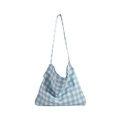 Sac fourre-tout hobo en toile à carreaux bleus et blancs avec bandoulière minimaliste - Bleu