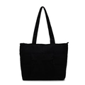 Bolso tote acolchado negro de estilo minimalista con bolsillo frontal y asas anchas - Negro