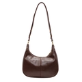 Deep brown vintage leather hobo bag with gold hardware and curved crescent shape - Brown