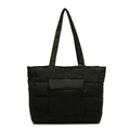 Sac fourre-tout matelassé vert olive en nylon avec poche zippée pour le quotidien - Vert