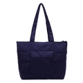 Sac fourre-tout matelassé bleu marine pour femme avec poche frontale zippée et bandoulières - Bleu
