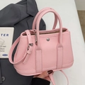 Sac seau rose en cuir à grain de litchi avec boucle argentée et bandoulière réglable - Sans Pendentif / Rose