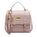 Sac à main rose en cuir PU avec motifs en relief et pendentif raquette de tennis - Rose Avec Pendentif Boulier Or Raquette Nœud