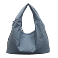 Minimalist large capacity morandi grey-blue tote bag with multiple zipper pockets - Light Blue