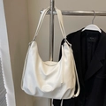 Versatile cream white soft leather hobo backpack with large capacity and matte finish - Off-white - No Pendant