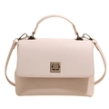 Elegant cream minimalist crossbody bag featuring litchi grain leather and gold hardware - White without Pendant
