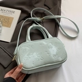 Minzgrüne matte Handtasche mit Graffiti-Prägung, Griffen und verstellbarem Schultergurt - Blau - Ohne Anhänger