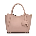 Lichtroze shopper van leer met lychee-textuur en een schattige olifant hanger - Roze