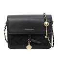 Fashionable black woven crossbody bag with gold chain strap and metal ball decoration - Black