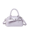 Minimalistische fliederfarbene Handtasche aus glänzendem PU-Leder mit silbernen Akzenten - Lila
