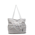 Graue Tragetasche aus Spitze mit Blumenmuster und weißen Tunnelzugtaschen - Grau