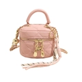 Chic pink quilted mini box bag with chain strap and elegant golden flower zipper - Pink-Small