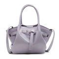 Sac seau en cuir ciré violet clair avec boucle argentée et bandoulière femme - Violet