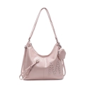 Sac hobo rose en similicuir avec logo M clouté et petite pochette ronde amovible - Rose
