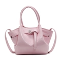 Sac seau en cuir ciré rose avec poignées et bandoulière réglable pour femmes - Rose