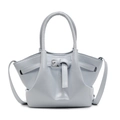 Sac seau élégant en cuir bleu-gris clair avec détail de boucle en métal argenté - Bleu