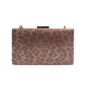 Elegante pochette da sera con stampa leopardata, catena dorata e chiusura rettangolare - Marrone