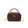 Klassische braune gesteppte PU-Leder-Box-Tasche mit goldenem Metallgriff und Kette - Braun