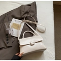 Sac à main trapèze blanc crème élégant avec poignée et bandoulière réglable - Blanc Crème (Sans Pendentif)