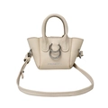 Chic cream leather mini crossbody bag with metal ring detail and pebbled texture - Off White