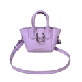 Chic mini lavender crossbody lipstick bag with litchi grain texture and silver hardware - Purple