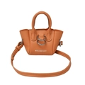 Mini borsa a mano arancione in pelle litchi con fibbie metalliche e tracolla - Arancione