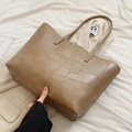 Sac fourre-tout tendance en cuir PU avec patchwork géométrique de couleur kaki - Khaki - Sans Pendentif