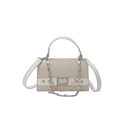 Schicke beige Umhängetasche mit silberner Herzschnalle und Kette für Damen - Weiß