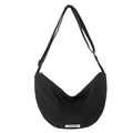 Borsa a tracolla a mezzaluna in nylon nero con tracolla regolabile e dettaglio logo - Nero
