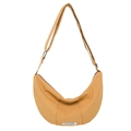 Borsa a tracolla a mezzaluna in nylon giallo senape con tracolla regolabile - Cachi