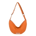 Borsa a tracolla a mezzaluna in nylon arancione con cinturino regolabile e marchio - Arancione
