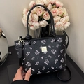 Schwarze Beuteltasche mit Katzenmuster-Print und goldenen Beschlägen für Damen - Schwarz - Ohne Anhänger