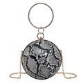 Sac boule à motif serpent avec poignée ronde en strass et bandoulière en chaîne dorée - Noir