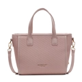 Borsa a secchiello rosa minimalista con texture intrecciata e tracolla regolabile - Rosa