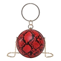Sac sphérique à motif serpent rouge et noir avec poignée ronde sertie de diamants - Rouge