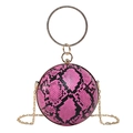 Sac sphérique à motif serpent rose et noir avec poignée en strass et chaîne dorée - Rose Rouge