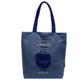 Blaue Canvas-Tragetasche mit bunter Stickerei und dunkelblauer Fronttasche - Blau