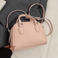 Chic pink bowling style handbag in lychee texture synthetic leather with crossbody strap - Pink - No Pendant
