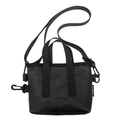 Lightweight black DuPont paper tote bag with wrinkled texture and adjustable strap - Black