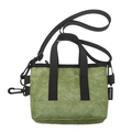 Minimalist grass green Tyvek crossbody coin purse with black adjustable shoulder strap - Green